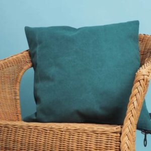Kissenbezug petrol washed canvas mit schwarzen Reißverschluß