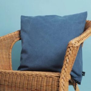 Kissenbezug skyblue washed canvas mit schwarzen Reißverschluß